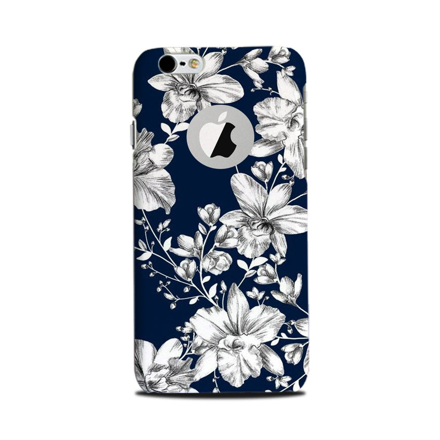 White flowers Blue Background Case for iPhone 6 / 6s logo cut 