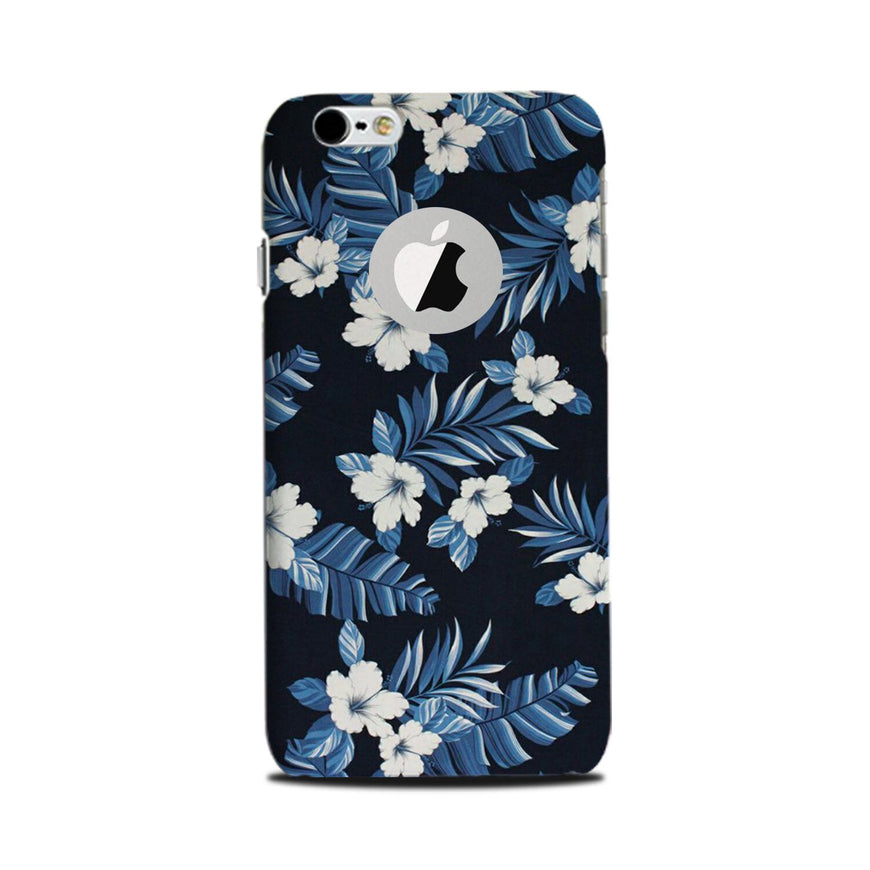 White flowers Blue Background2 Case for iPhone 6 / 6s logo cut 