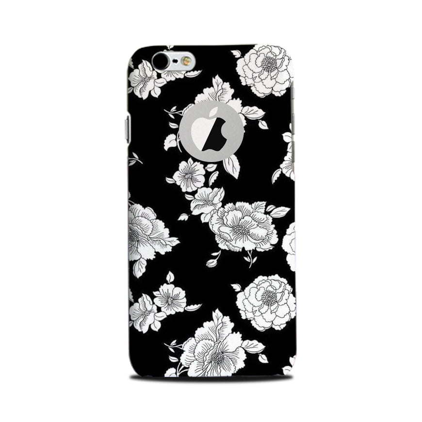 White flowers Black Background Case for iPhone 6 Plus / 6s Plus logo cut 