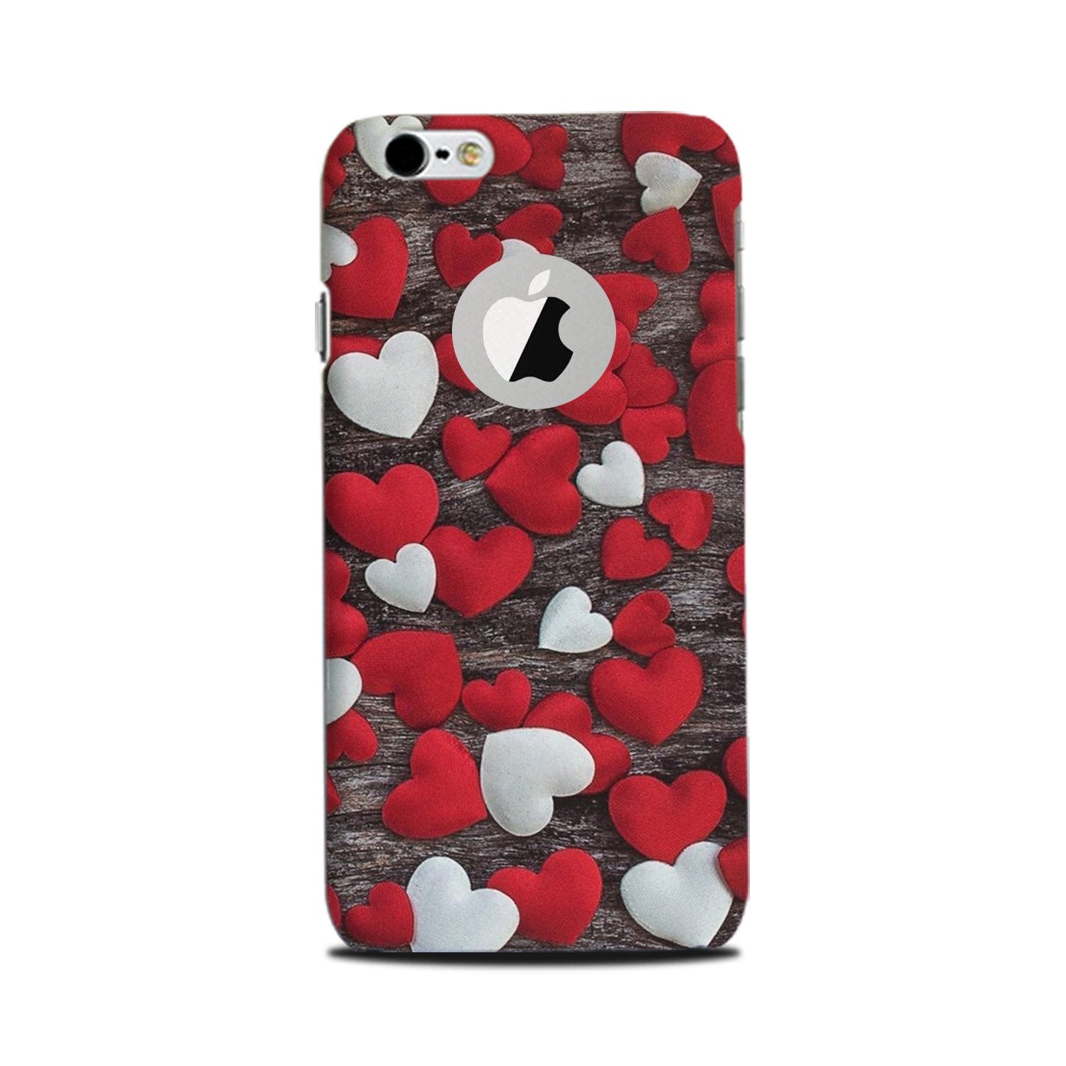 Red White Hearts Case for iPhone 6 Plus / 6s Plus logo cut   (Design - 105)