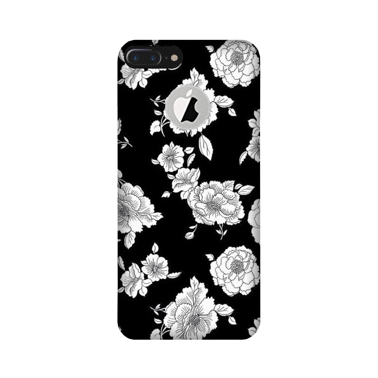 White flowers Black Background Case for iPhone 7 Plus logo cut