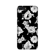 White flowers Black Background Mobile Back Case for iPhone 7 Plus logo cut (Design - 9)