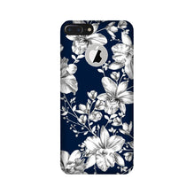 White flowers Blue Background Mobile Back Case for iPhone 7 Plus logo cut (Design - 14)