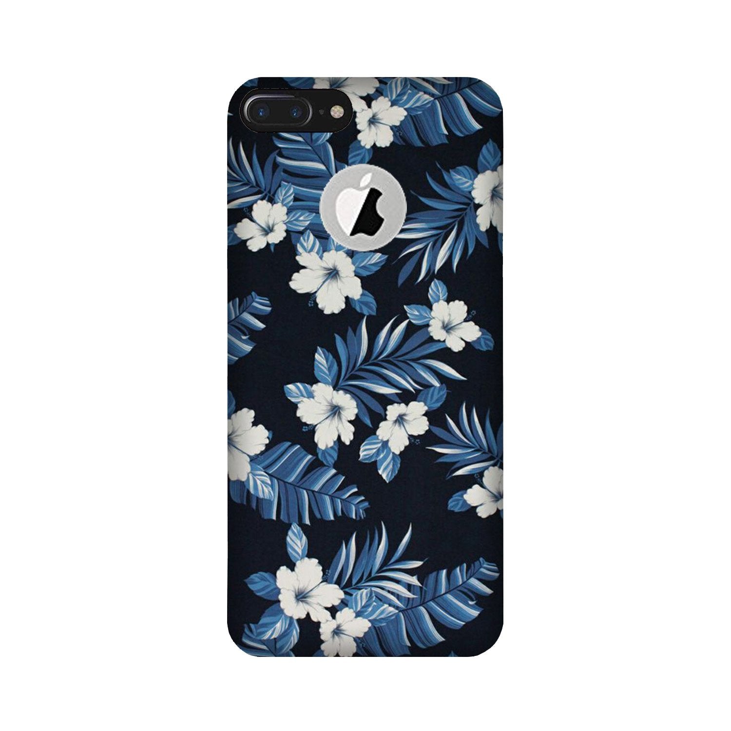 White flowers Blue Background2 Case for iPhone 7 Plus logo cut