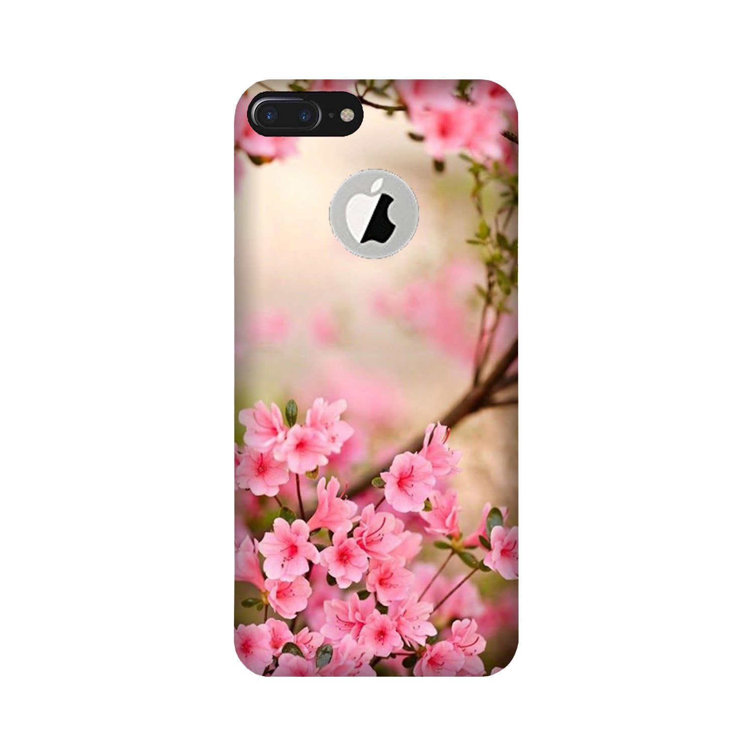 Pink flowers Case for iPhone 7 Plus logo cut