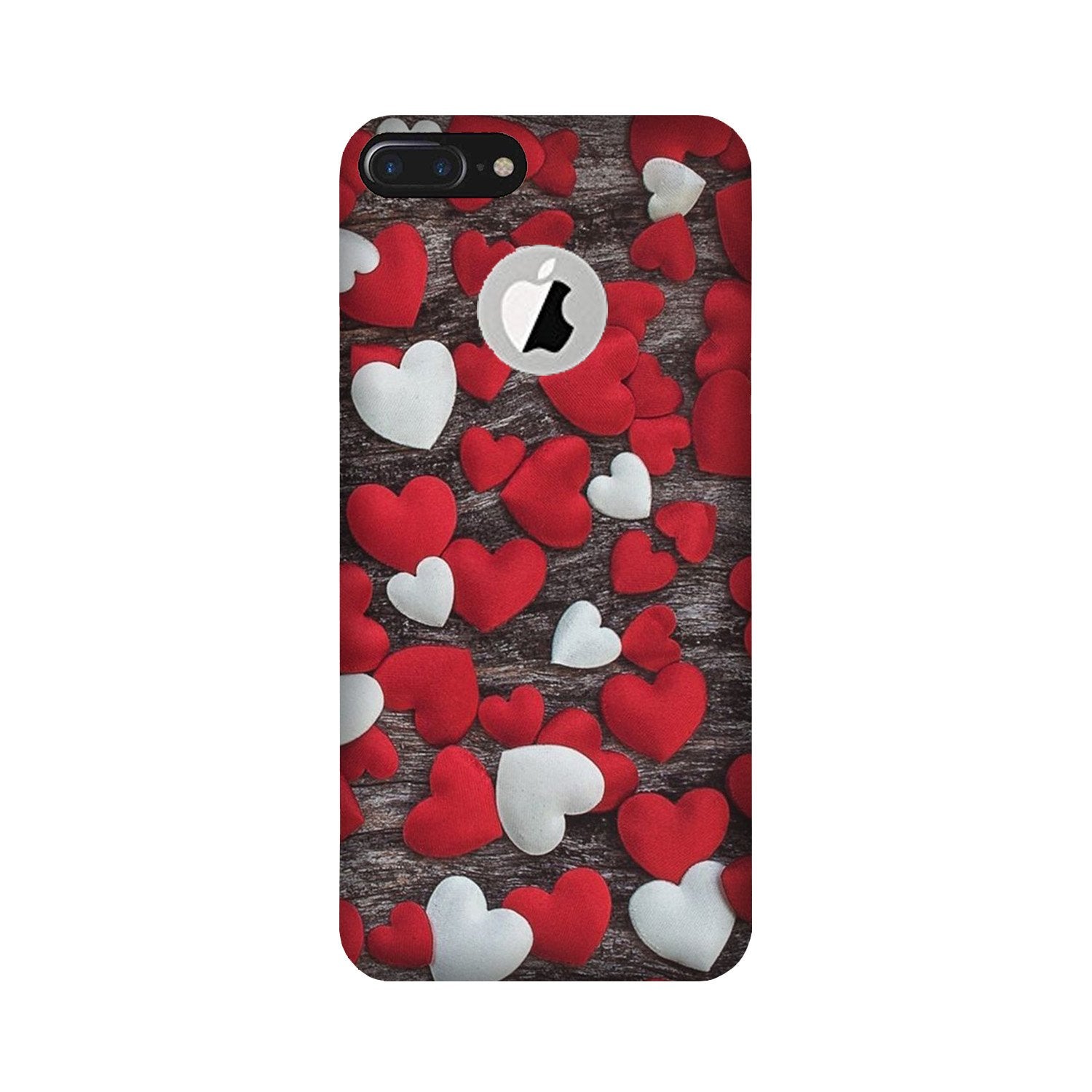 Red White Hearts Case for iPhone 7 Plus logo cut(Design - 105)