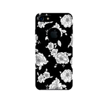 White flowers Black Background Mobile Back Case for iPhone 7 logo cut (Design - 9)