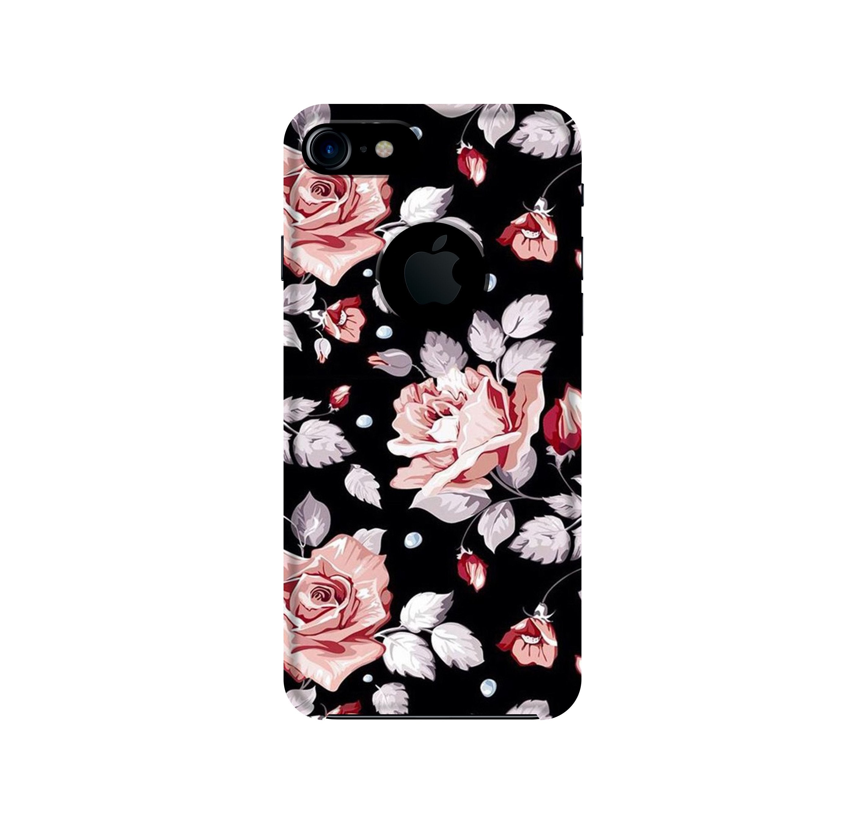 Pink rose Case for iPhone 7 logo cut