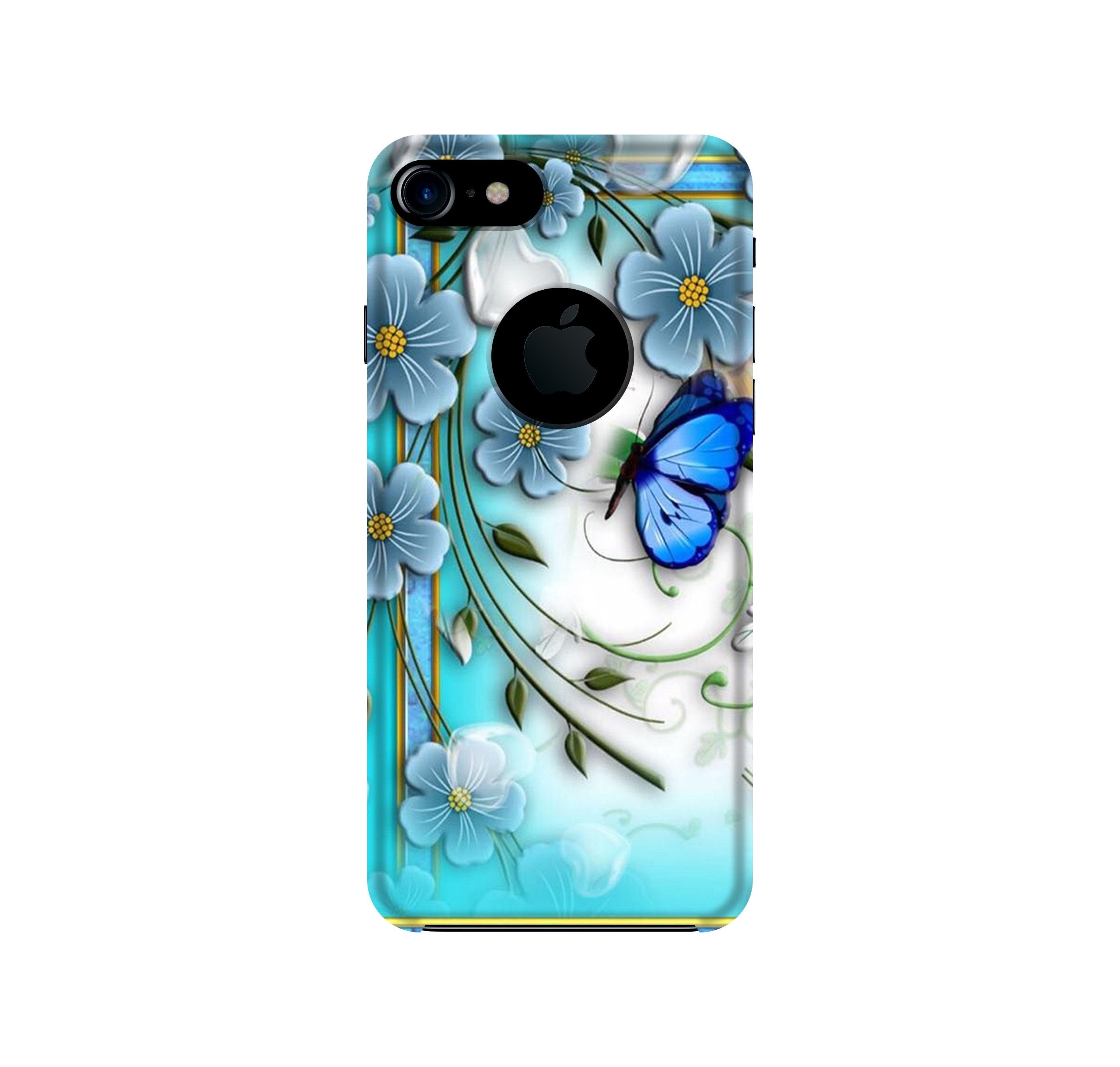 Blue Butterfly Case for iPhone 7 logo cut