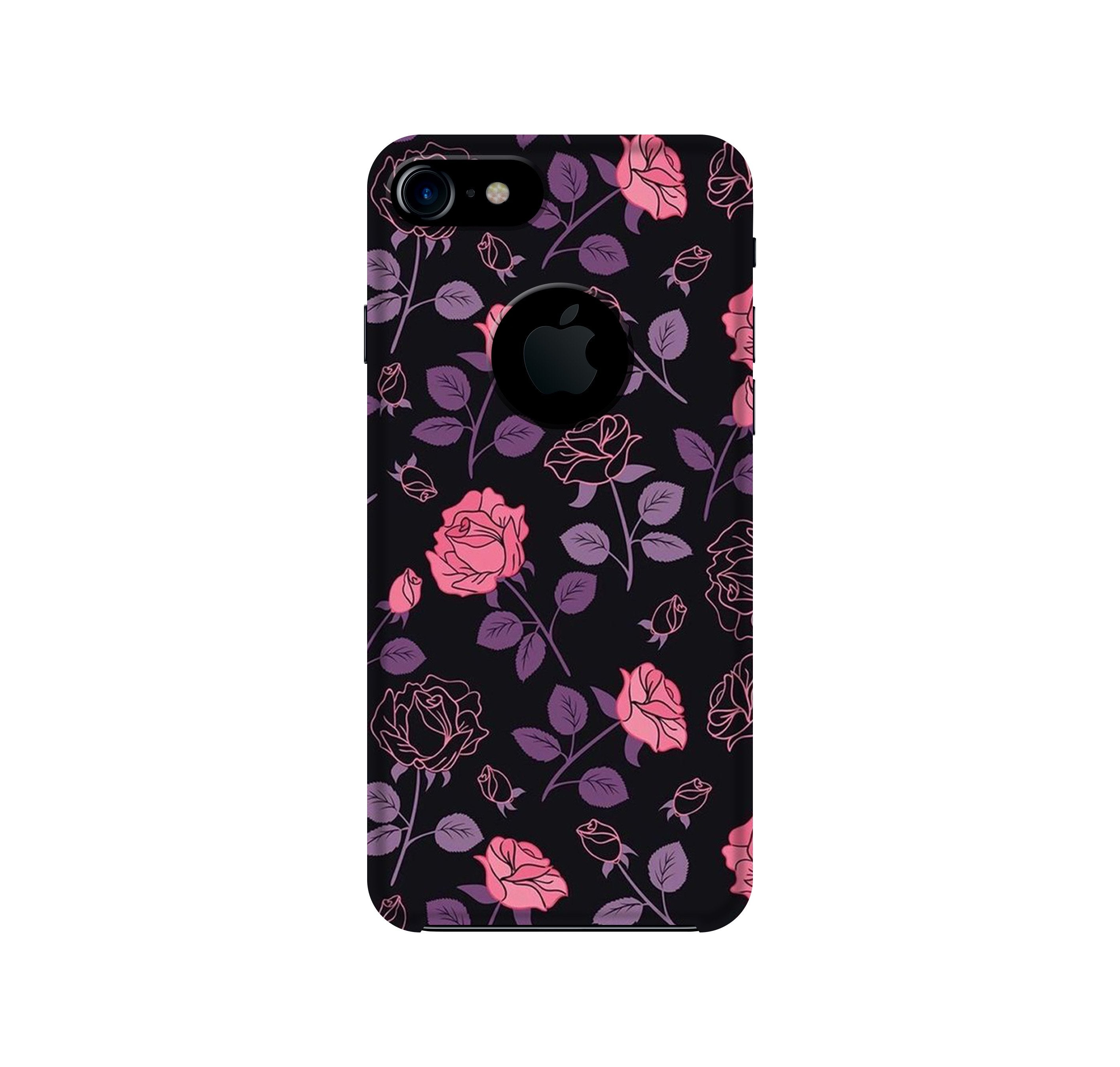 Rose Black Background Case for iPhone 7 logo cut
