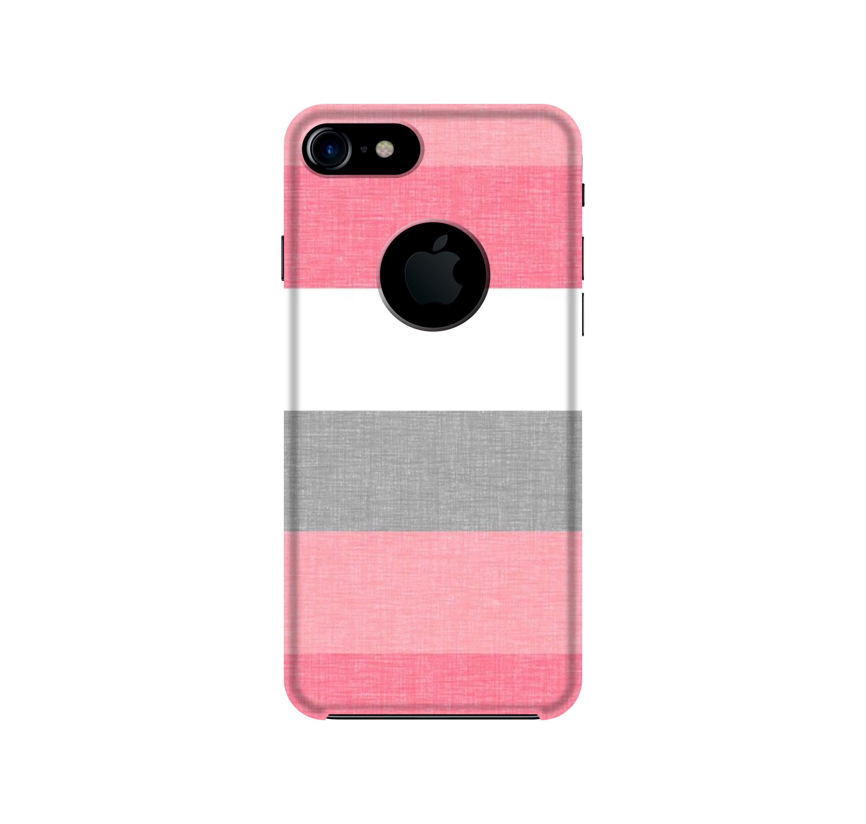 Pink white pattern Case for iPhone 7 logo cut