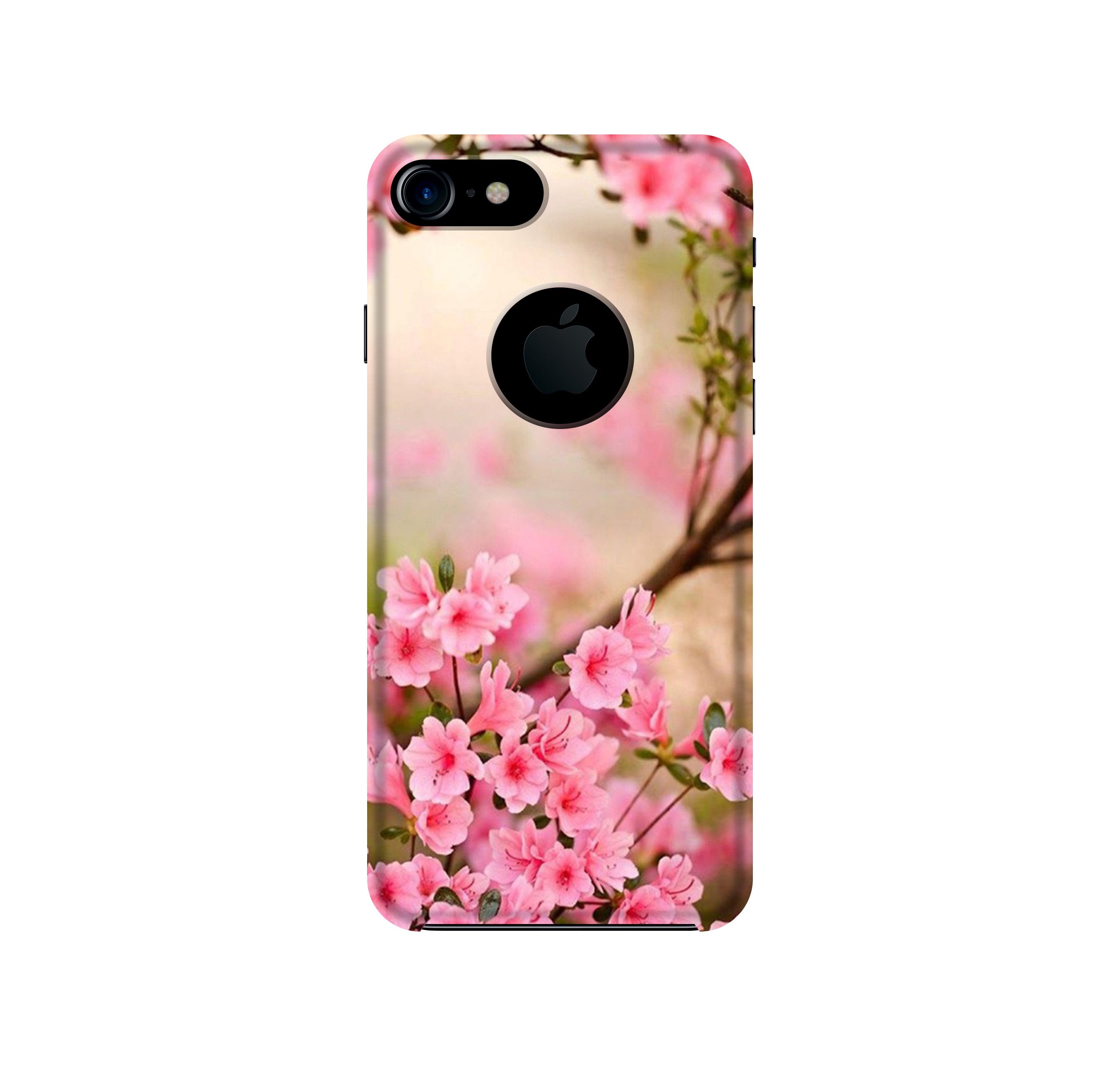 Pink flowers Case for iPhone 7 logo cut
