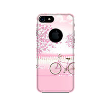 Pink Flowers Cycle Mobile Back Case for iPhone 7 logo cut  (Design - 102)