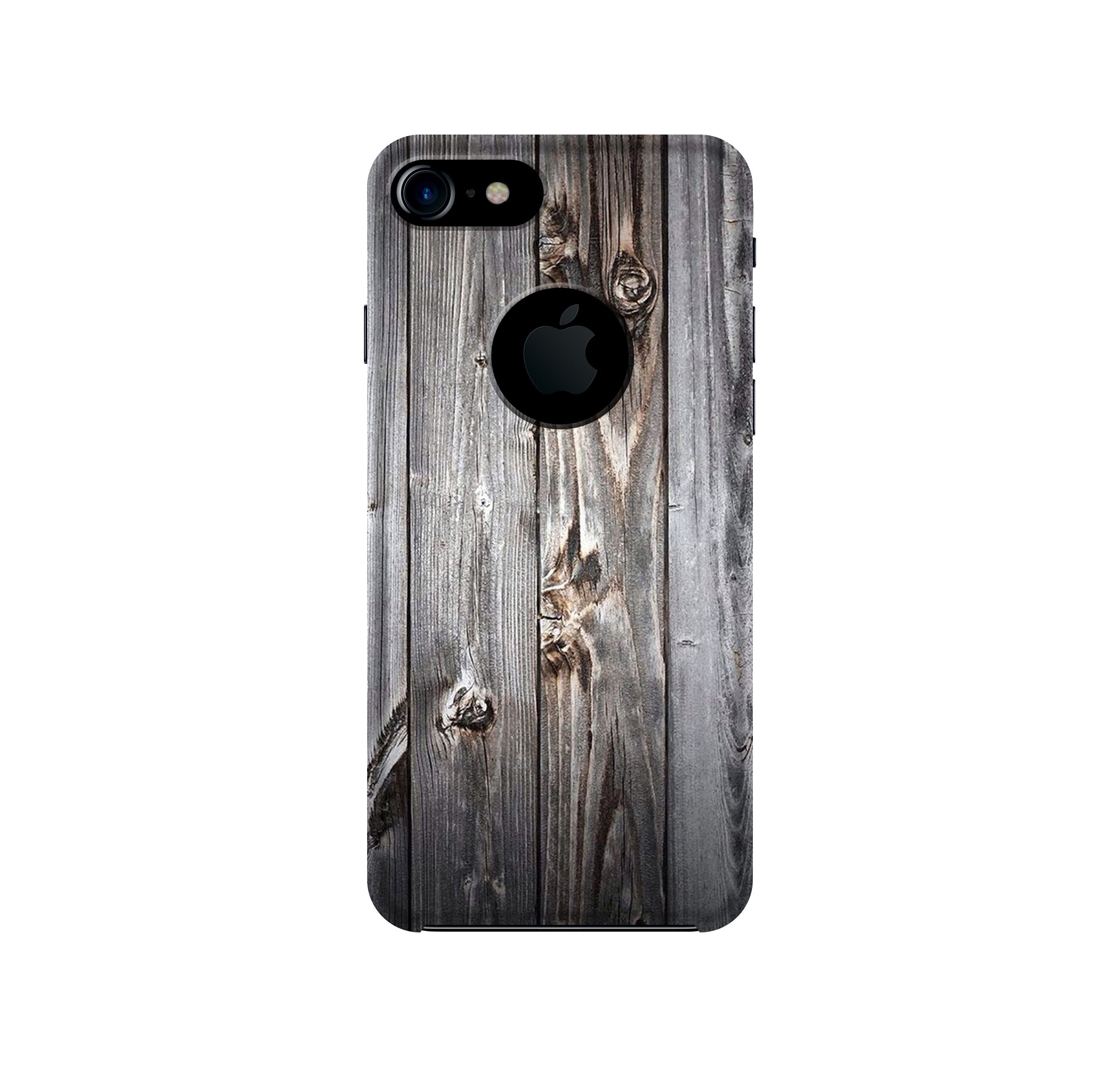 Wooden Look Case for iPhone 7 logo cut  (Design - 114)