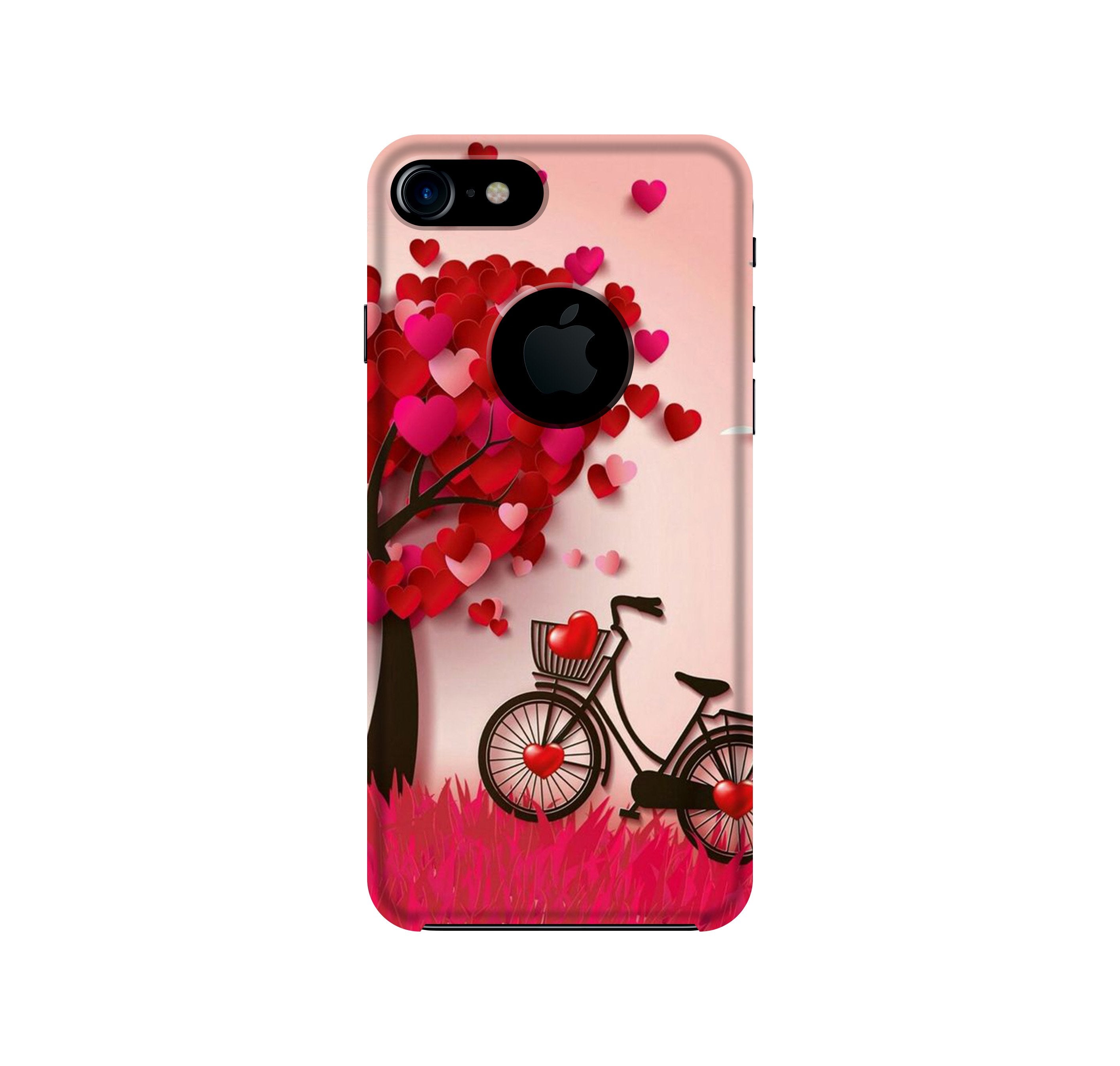 Red Heart Cycle Case for iPhone 7 logo cut (Design No. 222)