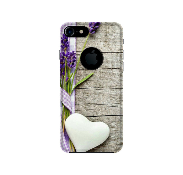White Heart Case for iPhone 7 logo cut (Design No. 298)