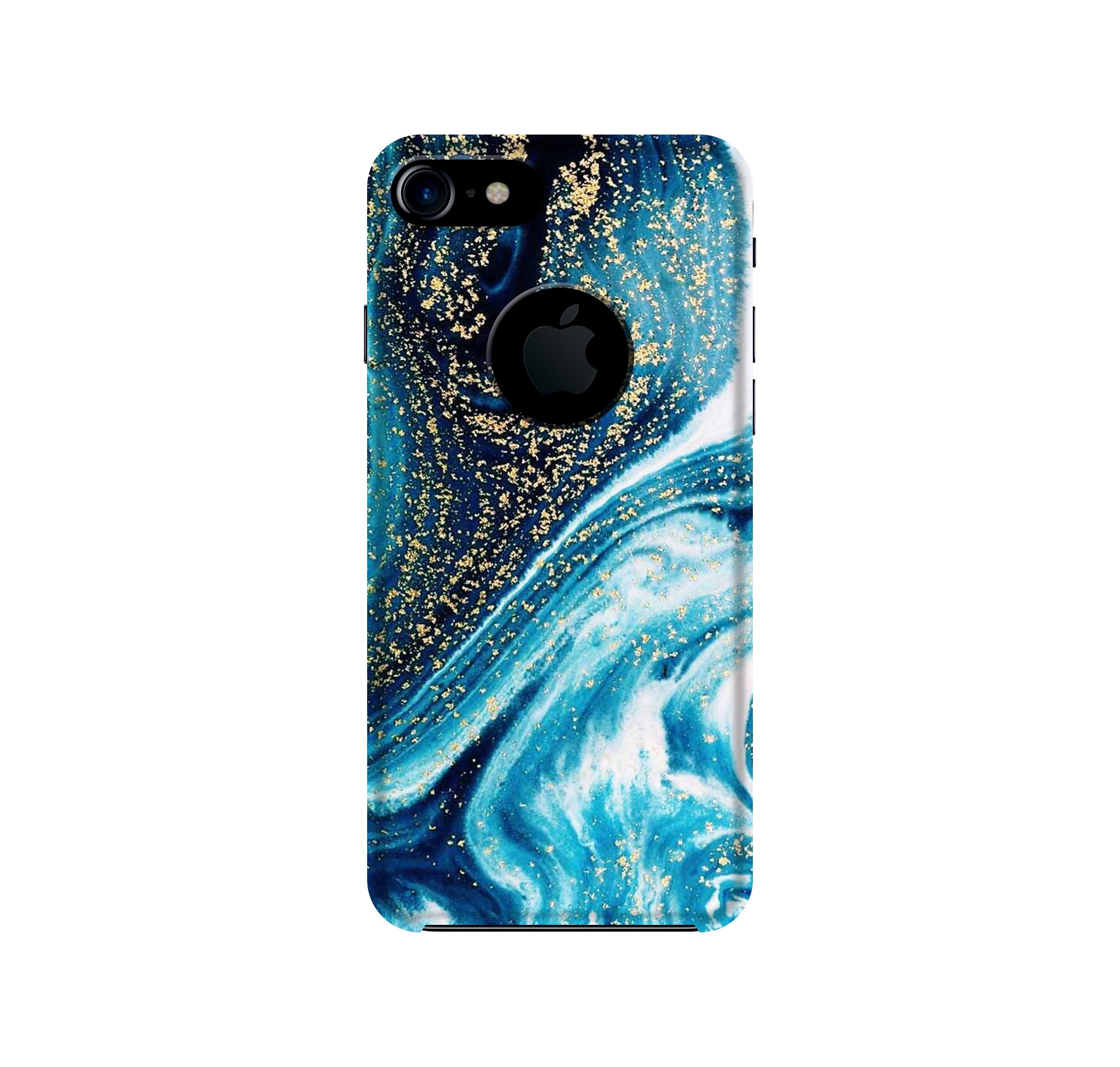 Marble Texture Mobile Back Case for iPhone 7 Logo Cut (Design - 308)