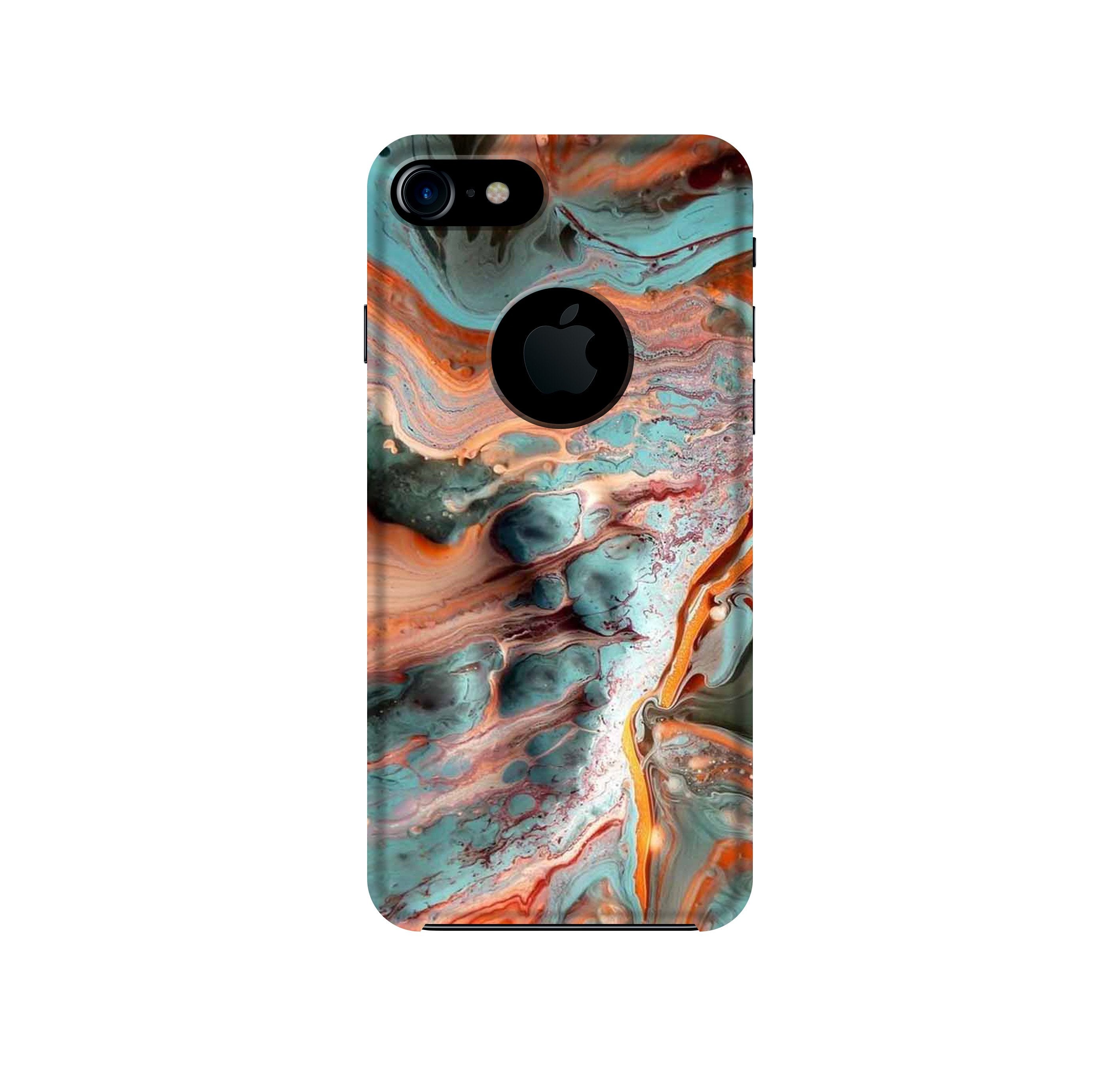 Marble Texture Mobile Back Case for iPhone 7 Logo Cut (Design - 309)