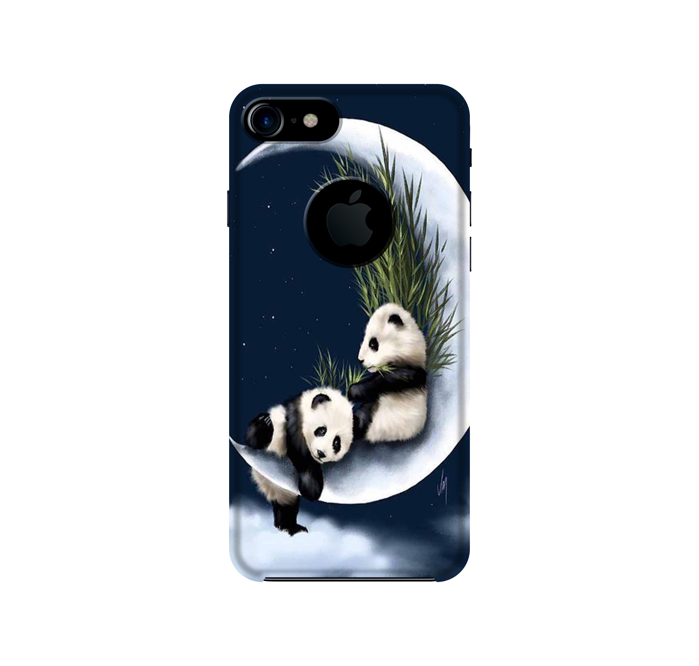 Panda Moon Mobile Back Case for iPhone 7 Logo Cut (Design - 318)