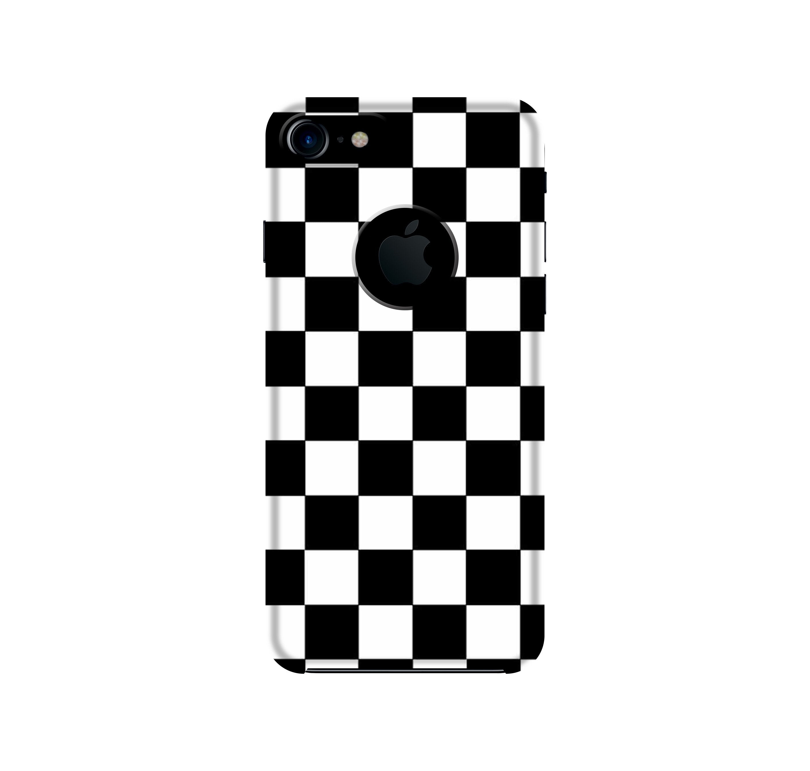 Black White Boxes Mobile Back Case for iPhone 7 Logo Cut (Design - 372)