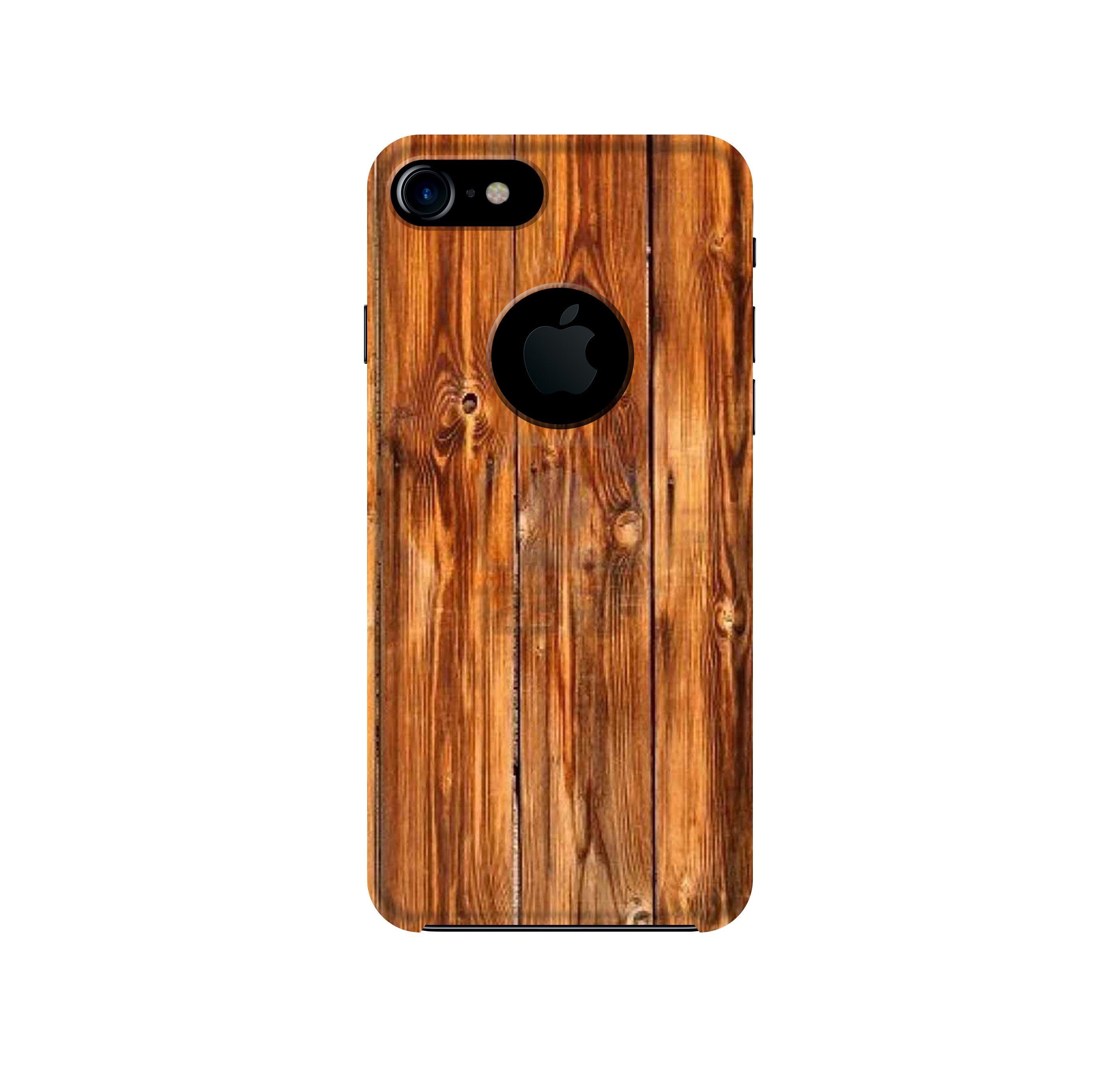 Wooden Texture Mobile Back Case for iPhone 7 Logo Cut (Design - 376)