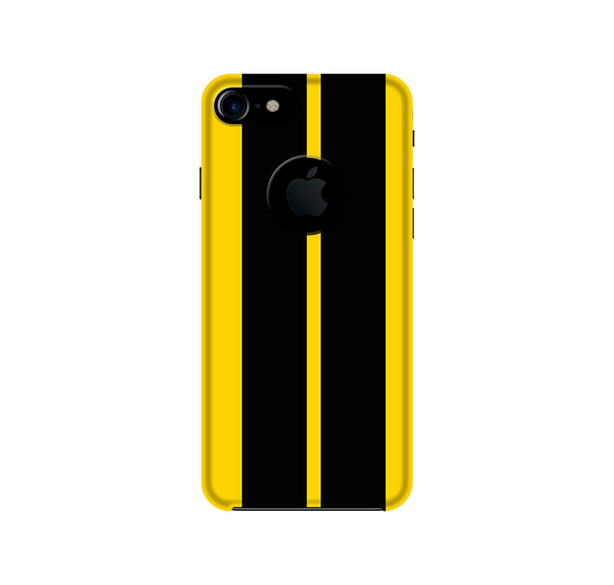 Black Yellow Pattern Mobile Back Case for iPhone 7 Logo Cut (Design - 377)