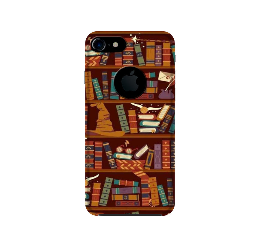 Book Shelf Mobile Back Case for iPhone 7 Logo Cut (Design - 390)