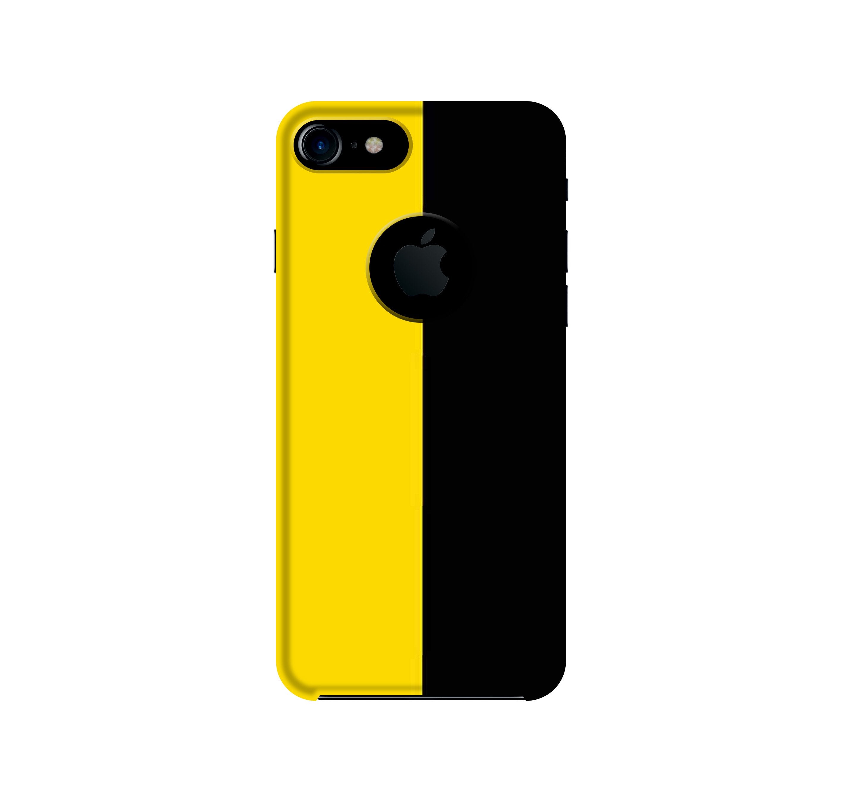 Black Yellow Pattern Mobile Back Case for iPhone 7 Logo Cut (Design - 397)