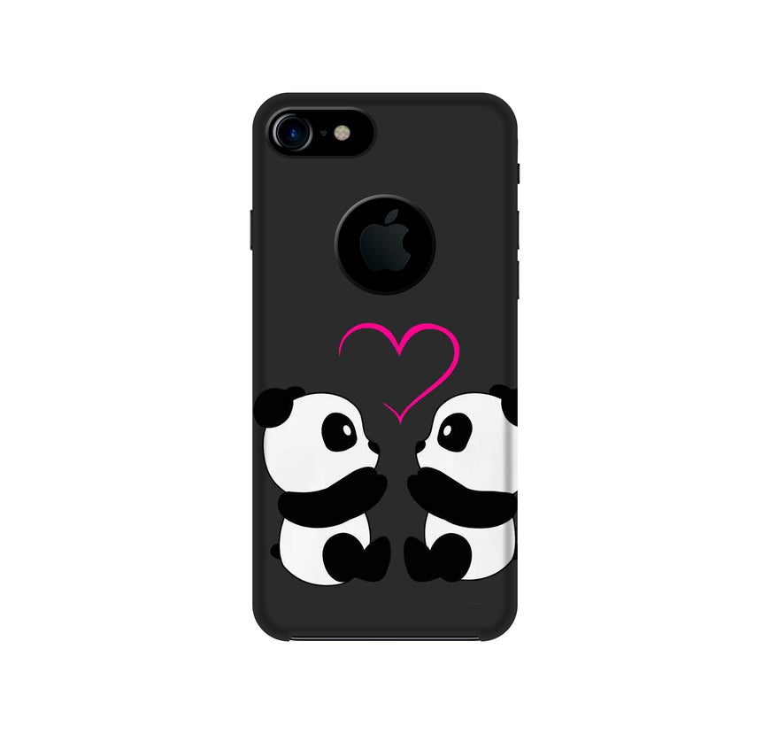 Panda Love Mobile Back Case for iPhone 7 Logo Cut (Design - 398)