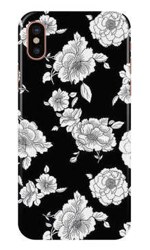 White flowers Black Background Mobile Back Case for iPhone X (Design - 9)