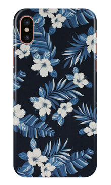 White flowers Blue Background2 Mobile Back Case for iPhone X (Design - 15)