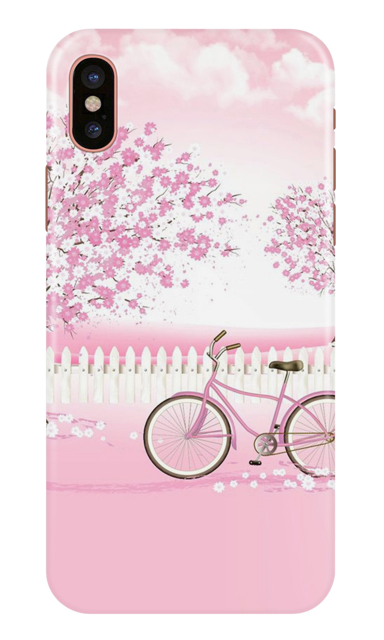 Pink Flowers Cycle Case for iPhone X(Design - 102)