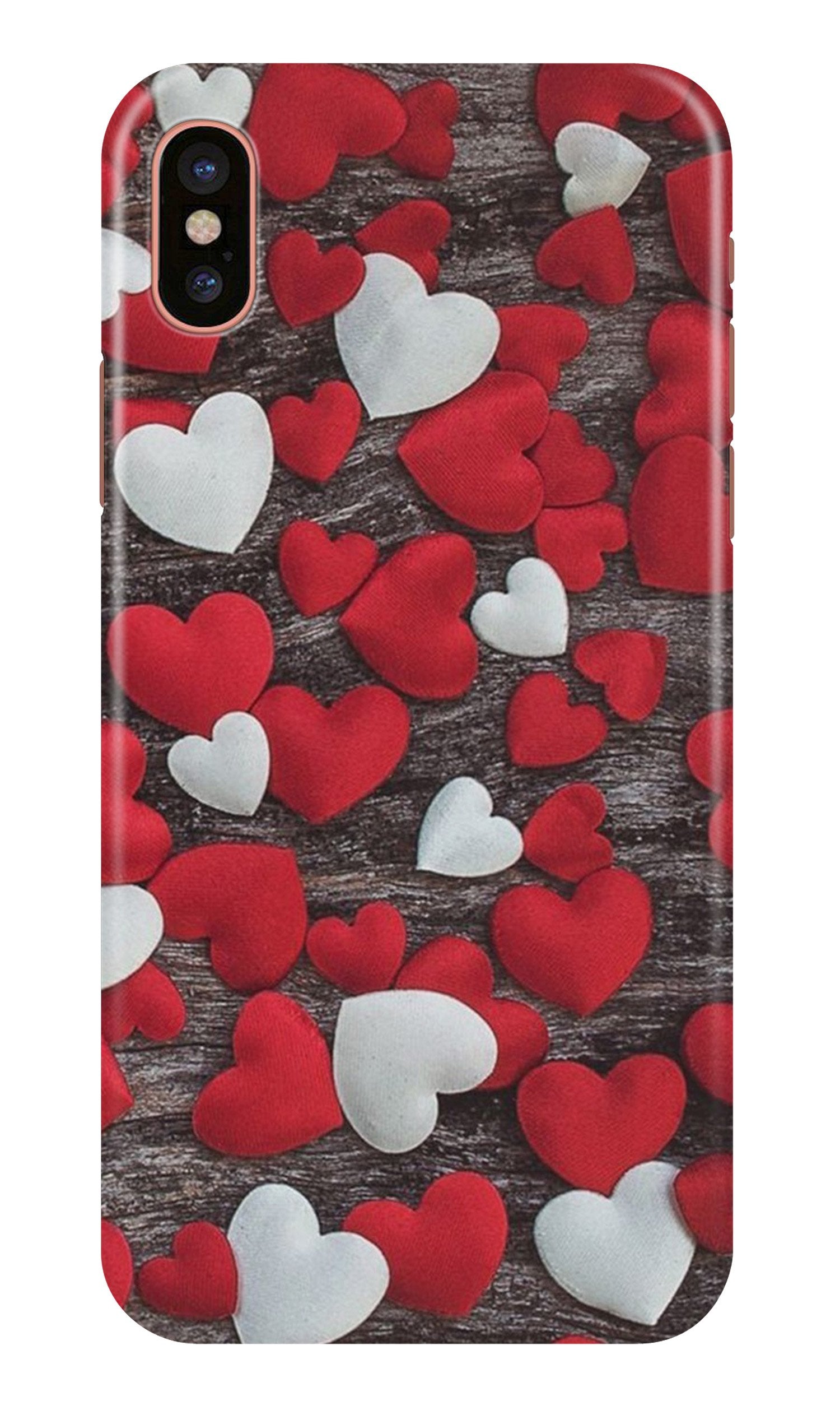 Red White Hearts Case for iPhone X(Design - 105)