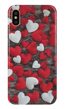 Red White Hearts Mobile Back Case for iPhone X  (Design - 105)