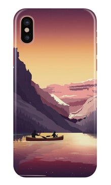 Mountains Boat Mobile Back Case for iPhone X (Design - 181)