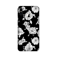 White flowers Black Background Mobile Back Case for iPhone X logo cut (Design - 9)
