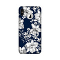 White flowers Blue Background Case for iPhone X logo cut