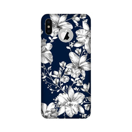 White flowers Blue Background Case for iPhone X logo cut