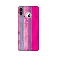 Wooden look Mobile Back Case for iPhone X logo cut (Design - 24)