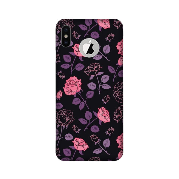 Rose Black Background Case for iPhone X logo cut