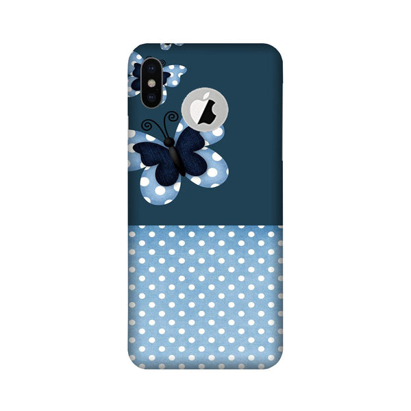 White dots Butterfly Case for iPhone X logo cut