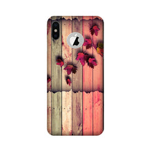 Wooden look2 Mobile Back Case for iPhone X logo cut (Design - 56)