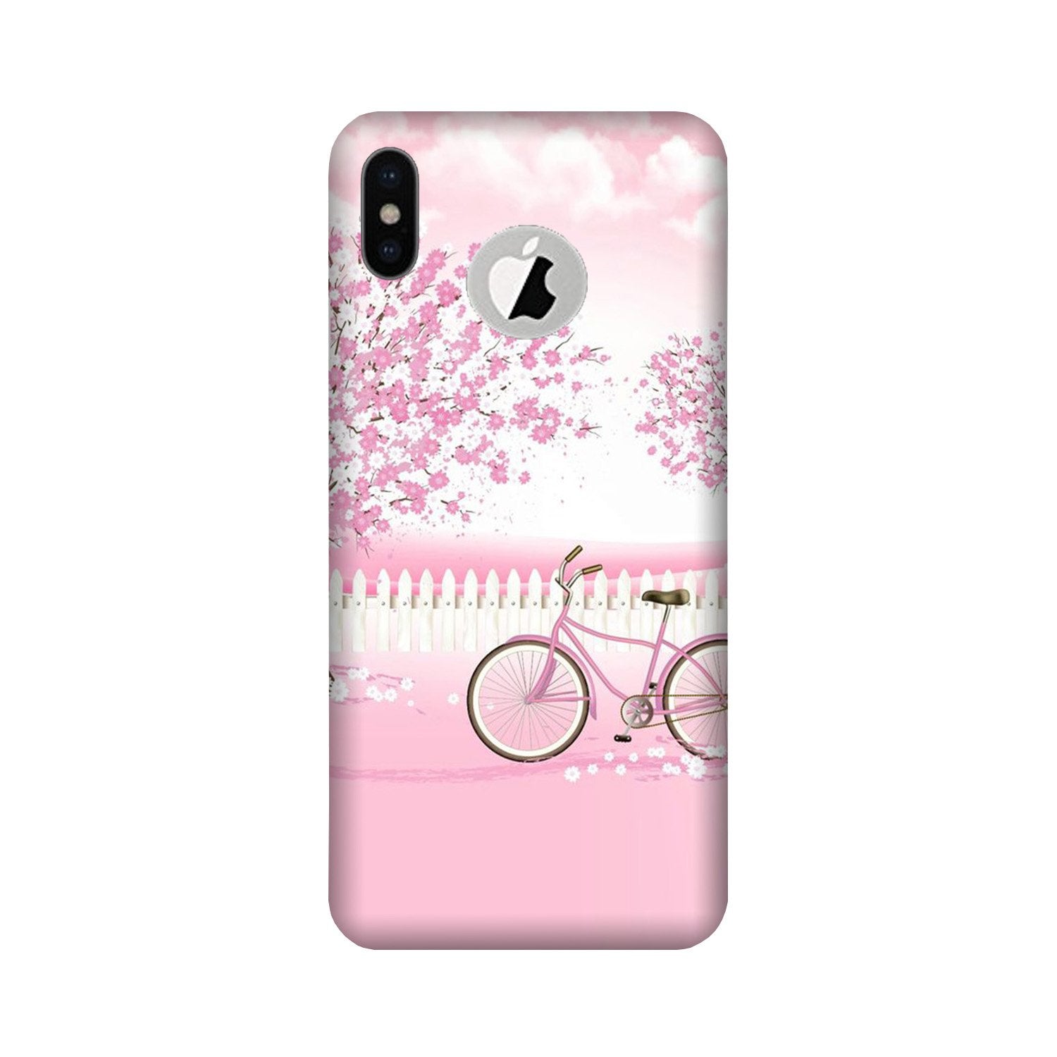 Pink Flowers Cycle Case for iPhone X logo cut(Design - 102)