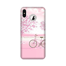 Pink Flowers Cycle Mobile Back Case for iPhone X logo cut  (Design - 102)