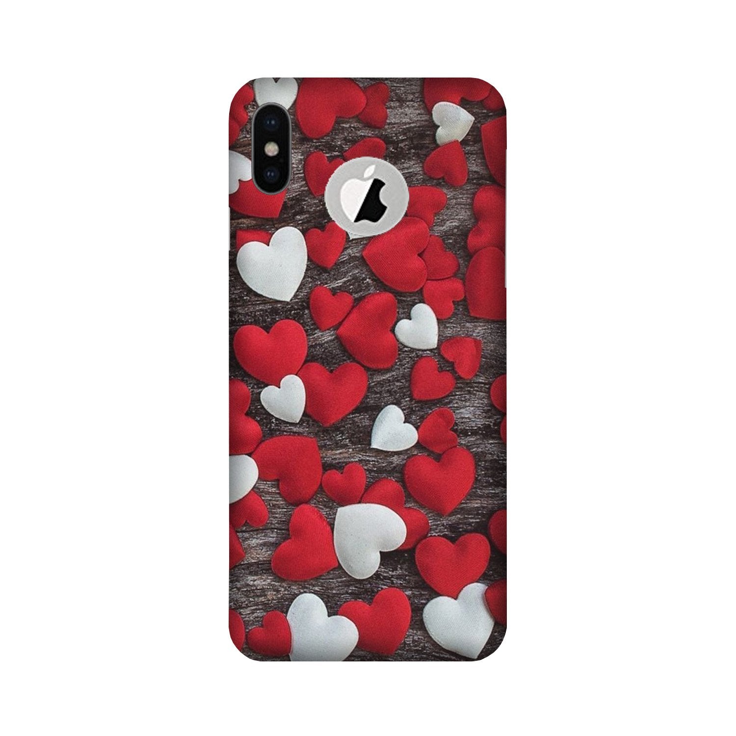 Red White Hearts Case for iPhone X logo cut(Design - 105)