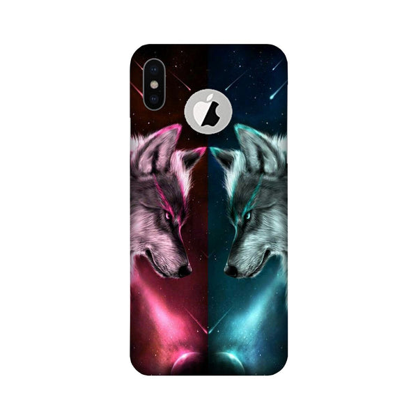 Wolf fight Case for iPhone X logo cut (Design No. 221)