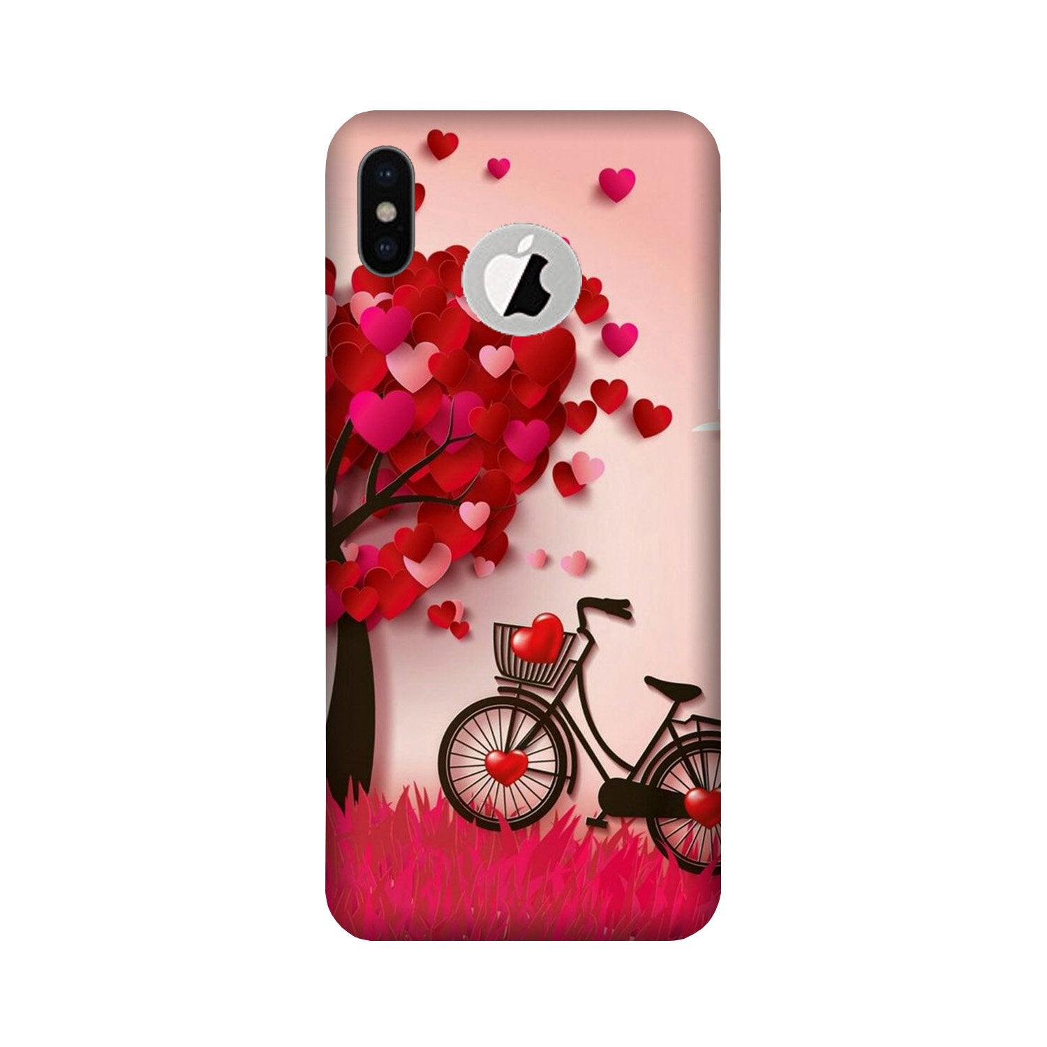 Red Heart Cycle Case for iPhone X logo cut (Design No. 222)