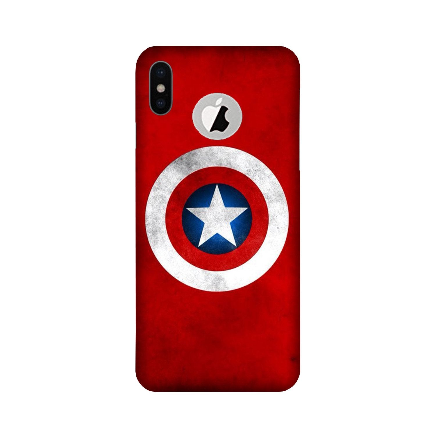 Captain America Case for iPhone X logo cut (Design No. 249)