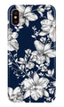 White flowers Blue Background Case for iPhone Xs