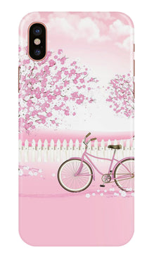 Pink Flowers Cycle Mobile Back Case for iPhone Xs  (Design - 102)
